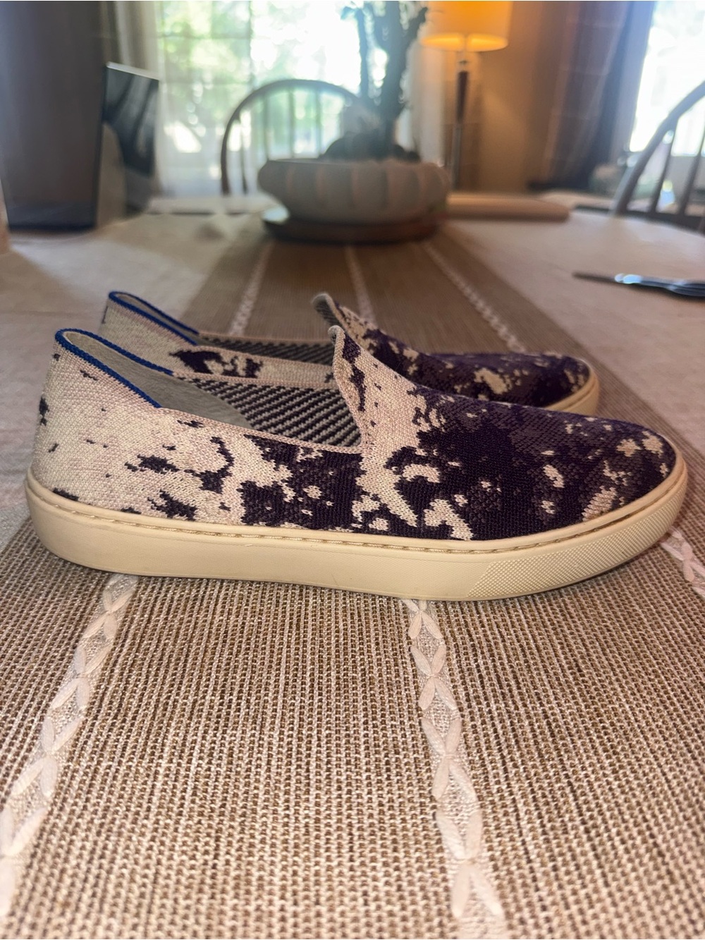 Rothy’s Women’s Size 8 Purple Camo Knit Slip-On Sneakers – Purple & Cream
